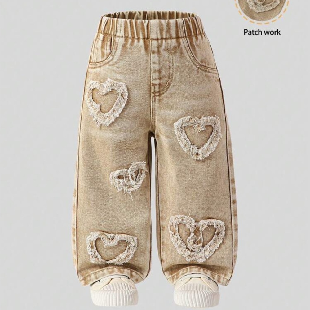 Kids Tan Patchwork Jeans